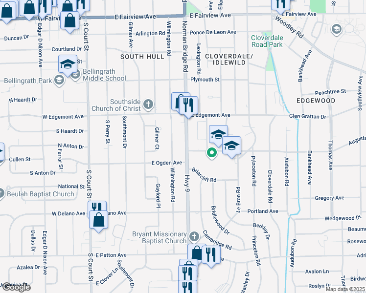 map of restaurants, bars, coffee shops, grocery stores, and more near 3479-3487 Norman Bridge Rd in Montgomery