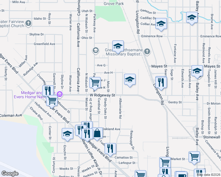 map of restaurants, bars, coffee shops, grocery stores, and more near in Jackson