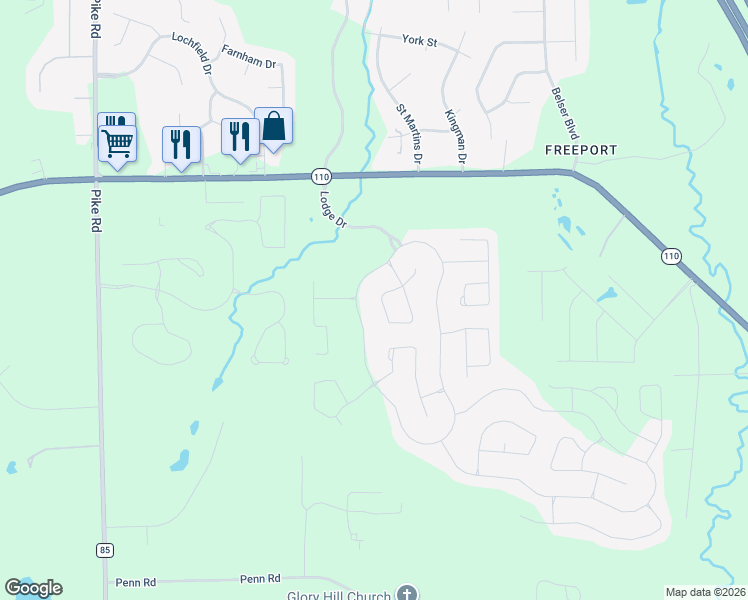 map of restaurants, bars, coffee shops, grocery stores, and more near 8937-8943 Crescent Lodge Drive in Pike Road