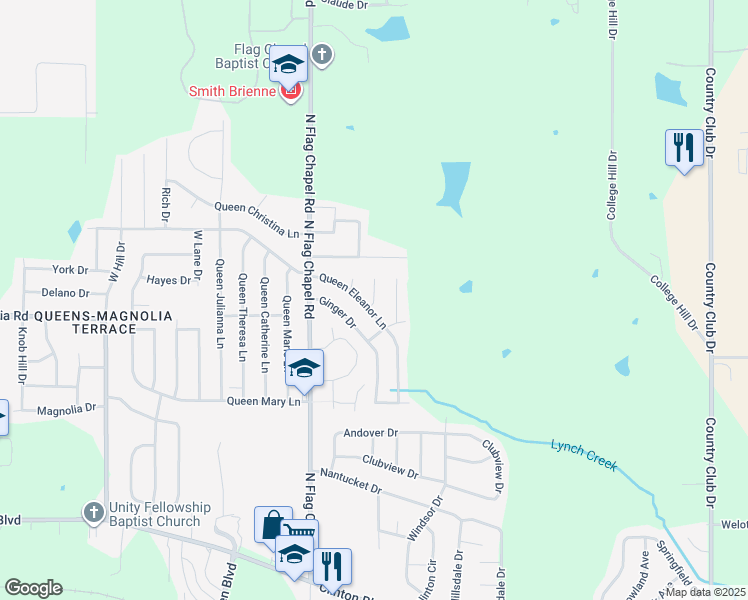 map of restaurants, bars, coffee shops, grocery stores, and more near 118 Queen Alma Lane in Jackson
