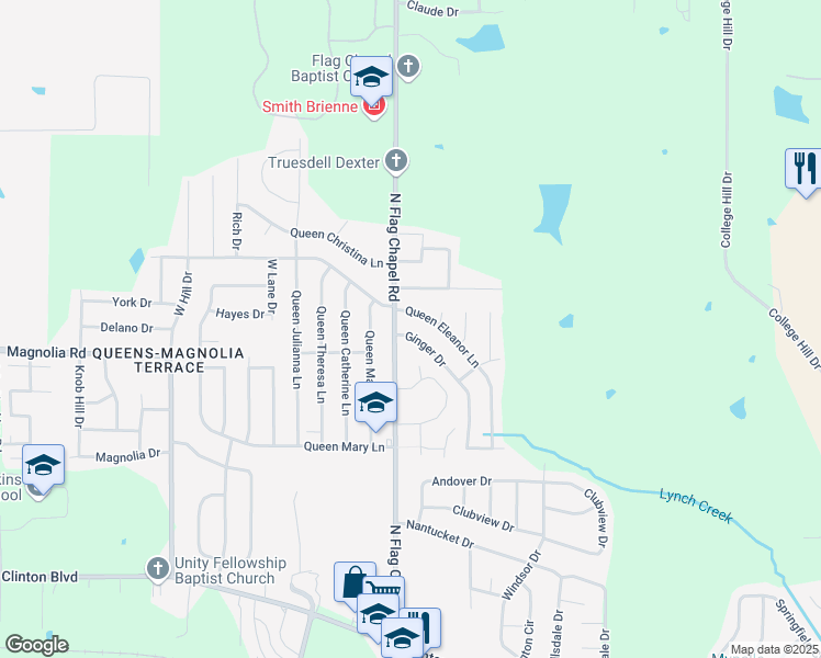 map of restaurants, bars, coffee shops, grocery stores, and more near 5242 Ginger Drive in Jackson