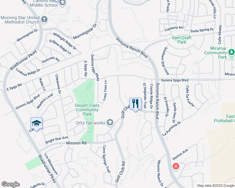 map of restaurants, bars, coffee shops, grocery stores, and more near 1895 Palm Canyon Drive in Las Cruces