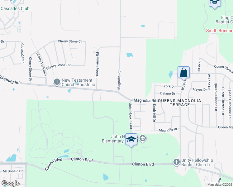 map of restaurants, bars, coffee shops, grocery stores, and more near 2229 Old Vicksburg Rd in Clinton