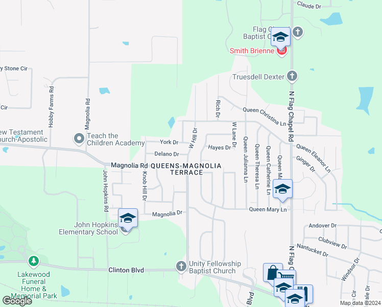 map of restaurants, bars, coffee shops, grocery stores, and more near 432 West Hill Drive in Jackson