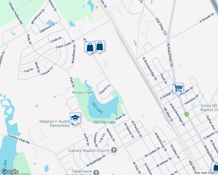 map of restaurants, bars, coffee shops, grocery stores, and more near 509 Cherry Lane in Ennis