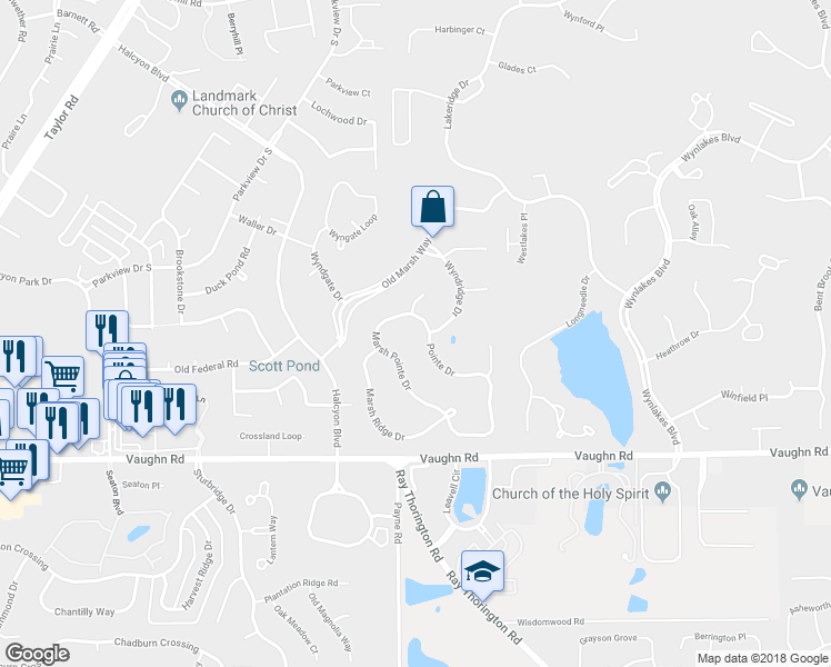 map of restaurants, bars, coffee shops, grocery stores, and more near 8200 Marsh Pointe Drive in Montgomery