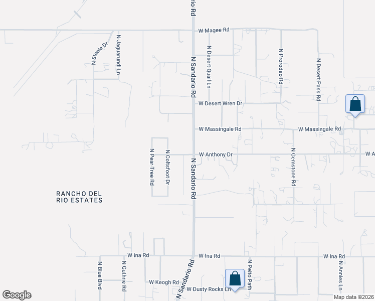 map of restaurants, bars, coffee shops, grocery stores, and more near 11850 West Anthony Drive in Tucson