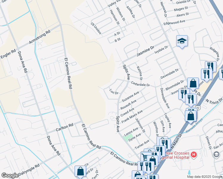 map of restaurants, bars, coffee shops, grocery stores, and more near 665 Lori Dr in Las Cruces