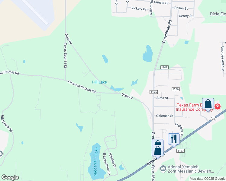 map of restaurants, bars, coffee shops, grocery stores, and more near 6195 Dixie Drive in Tyler