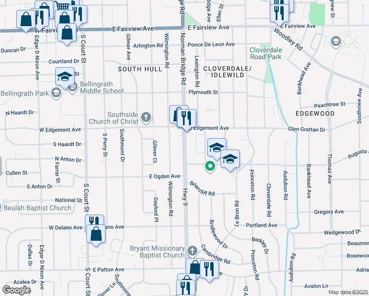map of restaurants, bars, coffee shops, grocery stores, and more near 3440 Norman Bridge Road in Montgomery