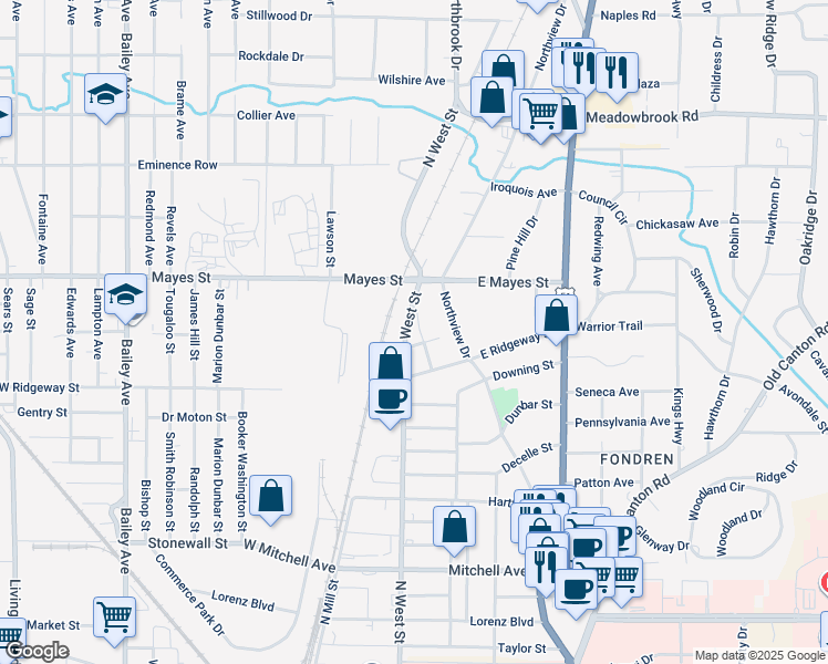 map of restaurants, bars, coffee shops, grocery stores, and more near 214 Conti Street in Jackson