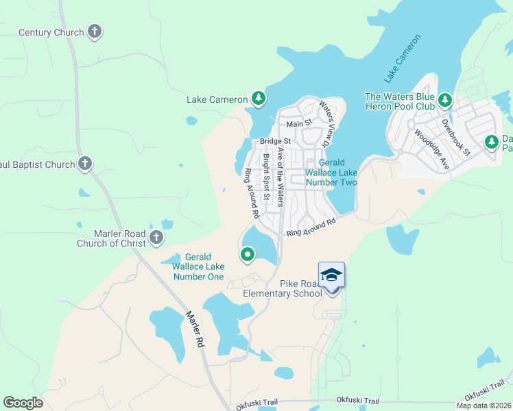 map of restaurants, bars, coffee shops, grocery stores, and more near 93-99 Bright Spot Street in Pike Road