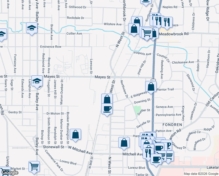 map of restaurants, bars, coffee shops, grocery stores, and more near 214 Conti Street in Jackson
