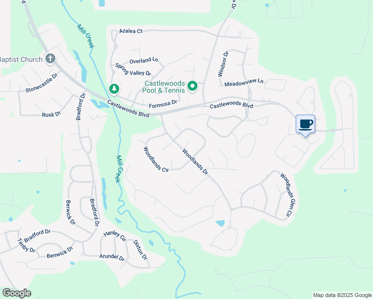 map of restaurants, bars, coffee shops, grocery stores, and more near 170 Woodlands Cove in Brandon