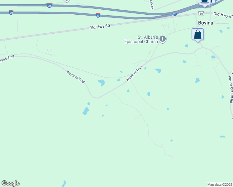 map of restaurants, bars, coffee shops, grocery stores, and more near 5405 Warriors Trail in Vicksburg