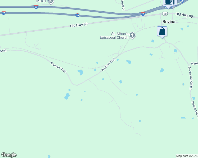 map of restaurants, bars, coffee shops, grocery stores, and more near 5405 Warriors Trail in Vicksburg