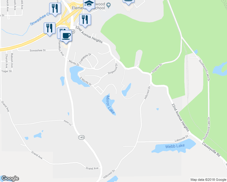 map of restaurants, bars, coffee shops, grocery stores, and more near 613 Elmwood Drive in Meridian