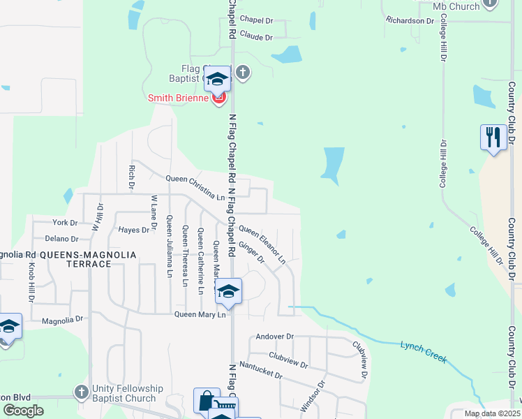map of restaurants, bars, coffee shops, grocery stores, and more near 515 Queen Park Circle in Jackson