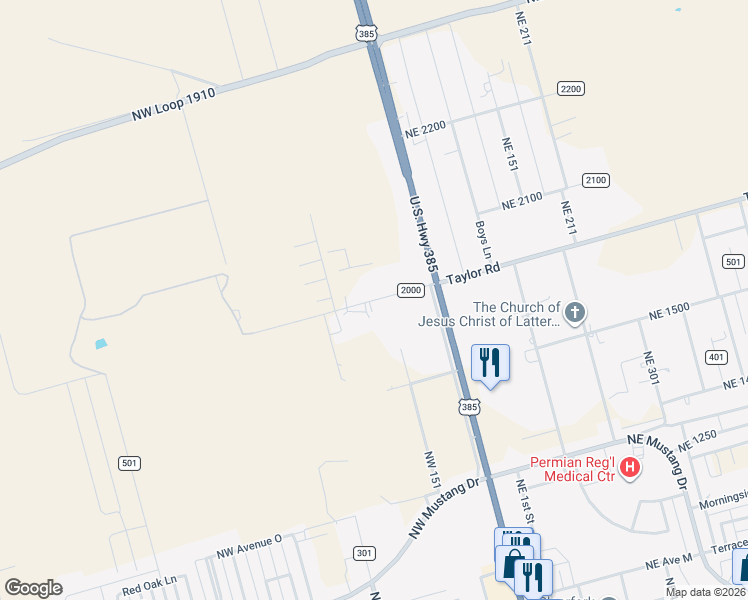 map of restaurants, bars, coffee shops, grocery stores, and more near 171 Northwest 2000 in Andrews