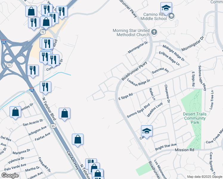 map of restaurants, bars, coffee shops, grocery stores, and more near 2561 Millennium Street in Las Cruces