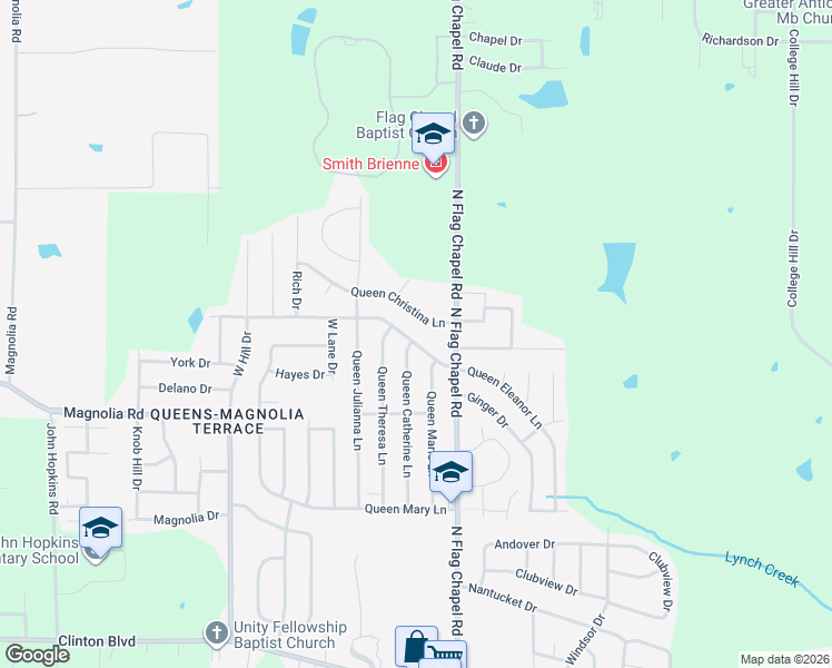map of restaurants, bars, coffee shops, grocery stores, and more near 5350 Queen Eleanor Lane in Jackson