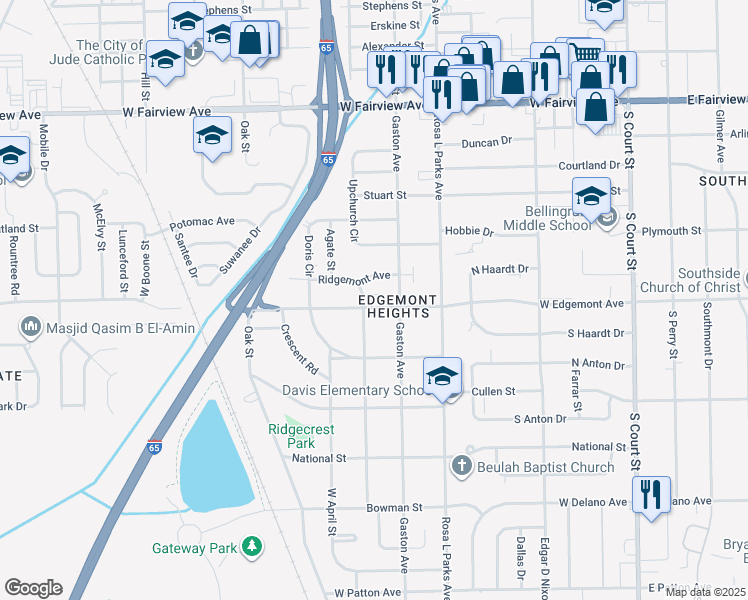 map of restaurants, bars, coffee shops, grocery stores, and more near 716 West Edgemont Avenue in Montgomery