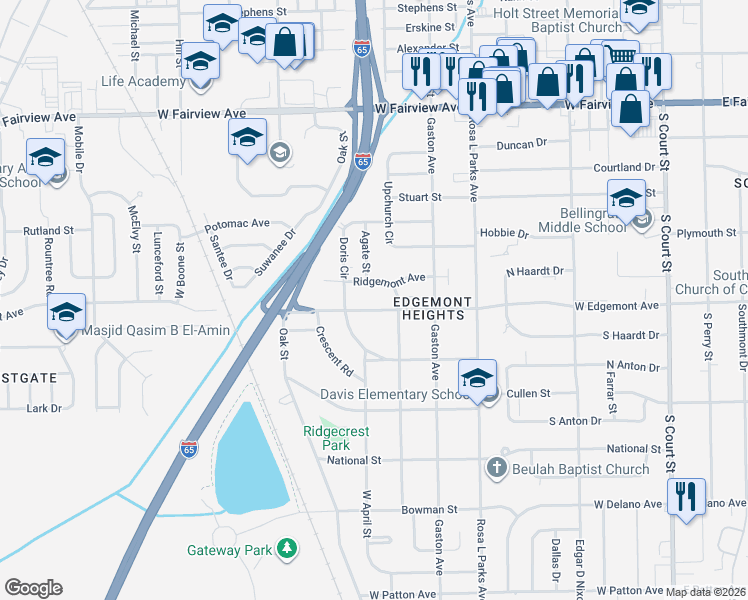 map of restaurants, bars, coffee shops, grocery stores, and more near 824 West Edgemont Avenue in Montgomery