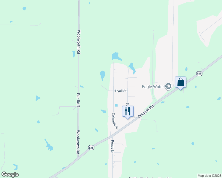 map of restaurants, bars, coffee shops, grocery stores, and more near 10386 Colworth Place in Keithville