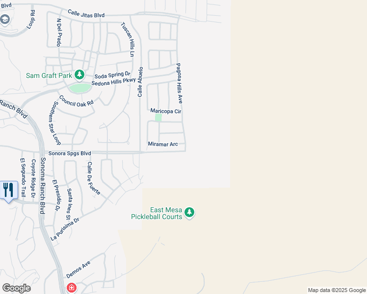 map of restaurants, bars, coffee shops, grocery stores, and more near Sonora Springs in Las Cruces