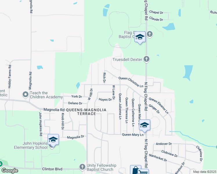 map of restaurants, bars, coffee shops, grocery stores, and more near 5745 Queen Mary Lane in Jackson