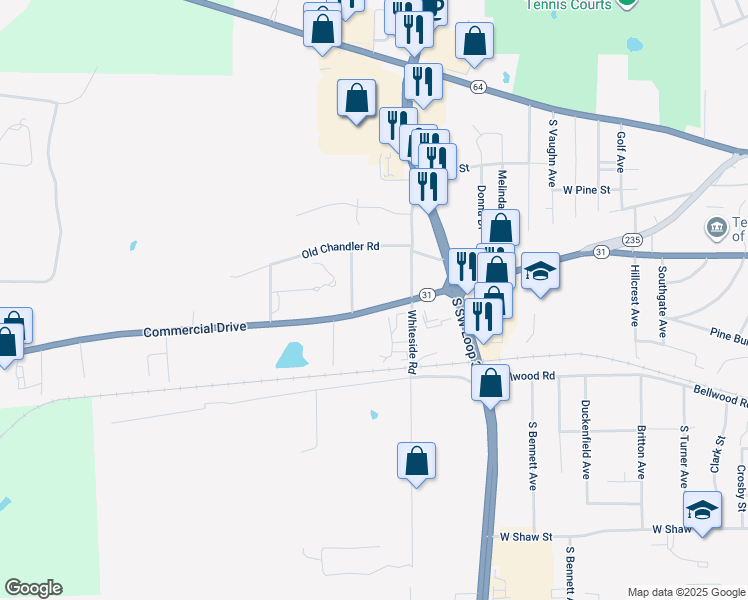 map of restaurants, bars, coffee shops, grocery stores, and more near 4071 Chandler Highway in Tyler