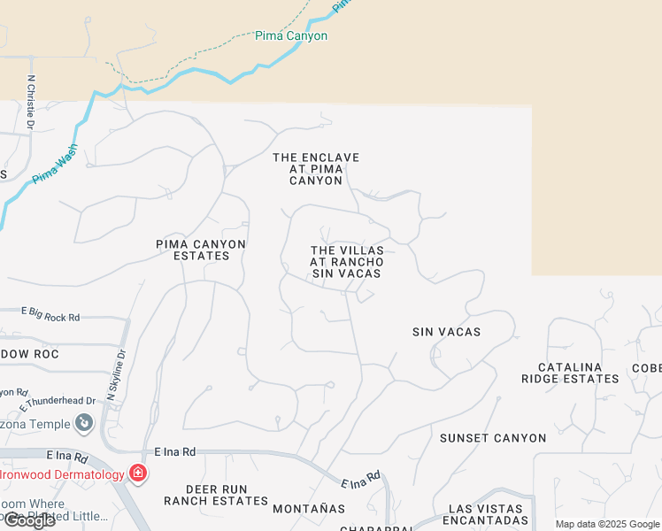map of restaurants, bars, coffee shops, grocery stores, and more near 7601 North Calle Sin Envidia in Tucson