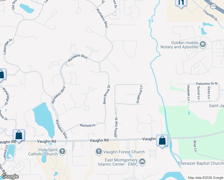 map of restaurants, bars, coffee shops, grocery stores, and more near 8136 Mossy Oak Dr in Montgomery