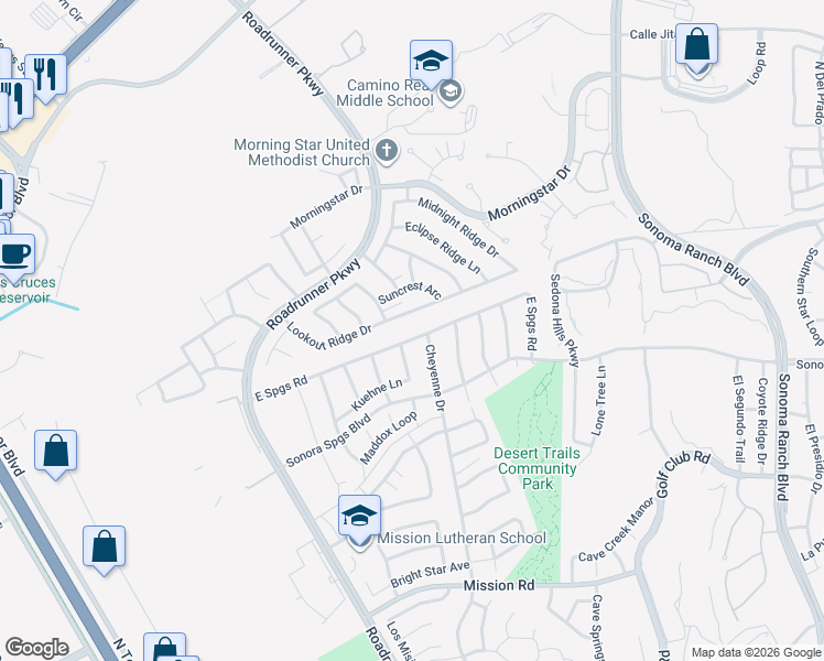 map of restaurants, bars, coffee shops, grocery stores, and more near 2881 Lookout Ridge Drive in Las Cruces