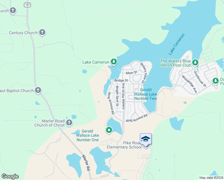 map of restaurants, bars, coffee shops, grocery stores, and more near 83 Bright Spot Street in Pike Road
