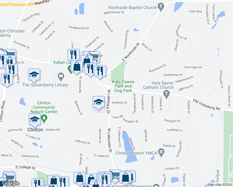 map of restaurants, bars, coffee shops, grocery stores, and more near 1007 Amherst Street in Clinton