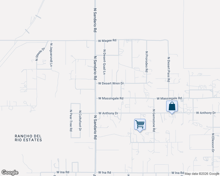 map of restaurants, bars, coffee shops, grocery stores, and more near 11691 West Desert Wren Drive in Tucson