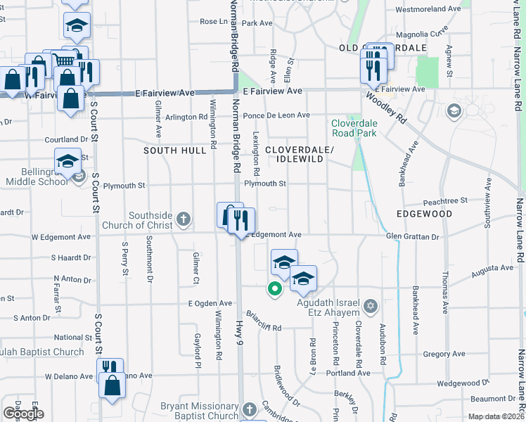 map of restaurants, bars, coffee shops, grocery stores, and more near 3339 Lexington Road in Montgomery