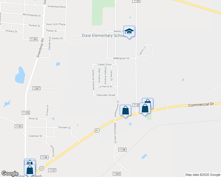 map of restaurants, bars, coffee shops, grocery stores, and more near 5610 Le Harve Drive in Tyler