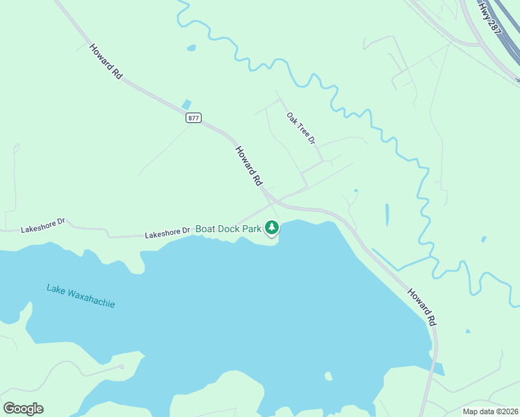 map of restaurants, bars, coffee shops, grocery stores, and more near 208 Lakeshore Drive in Waxahachie