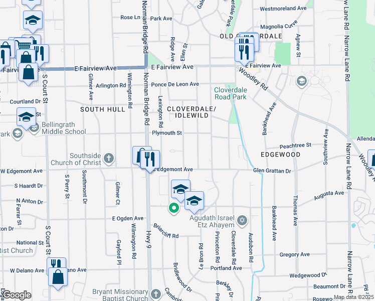 map of restaurants, bars, coffee shops, grocery stores, and more near 3441 Wellington Road in Montgomery