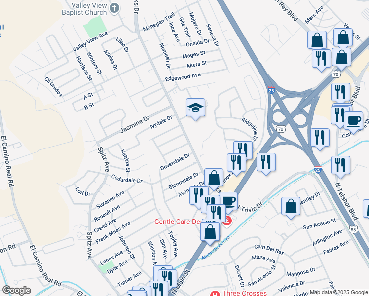 map of restaurants, bars, coffee shops, grocery stores, and more near 1014 Ellendale Drive in Las Cruces