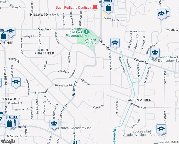 map of restaurants, bars, coffee shops, grocery stores, and more near 3719 Everest Drive in Montgomery