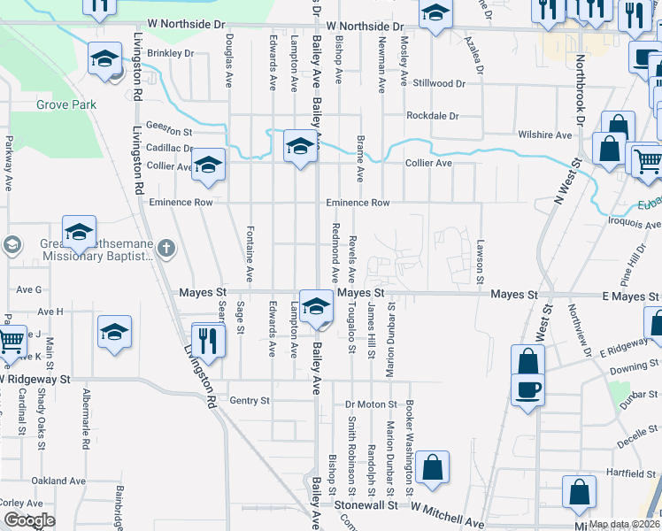 map of restaurants, bars, coffee shops, grocery stores, and more near 3337 Redmond Ave in Jackson