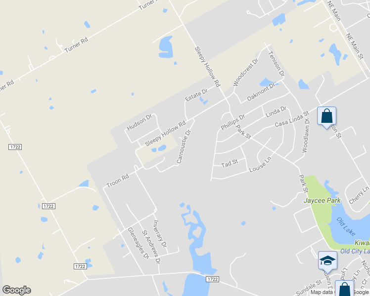 map of restaurants, bars, coffee shops, grocery stores, and more near 1405 Carnoustie Drive in Ennis