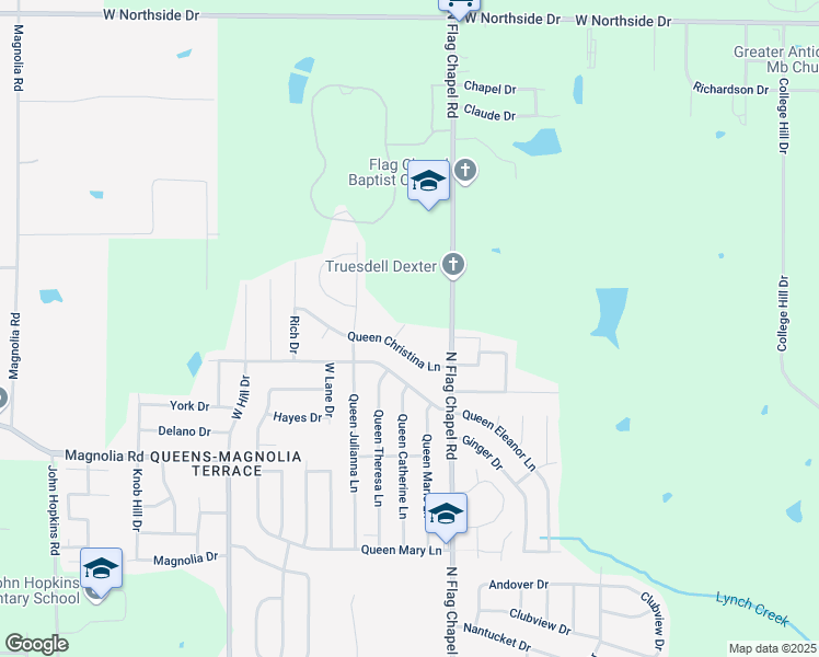 map of restaurants, bars, coffee shops, grocery stores, and more near 620 Queen Melissa Lane in Jackson