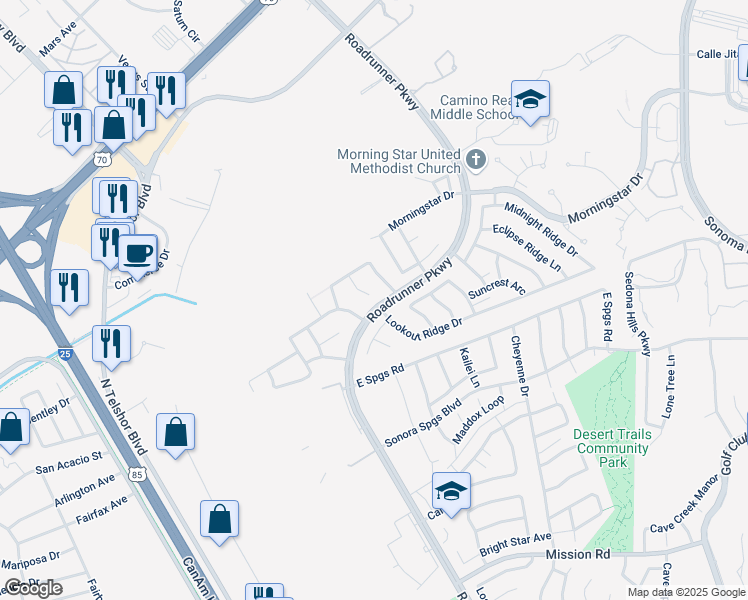 map of restaurants, bars, coffee shops, grocery stores, and more near 2609 Cashmere Court in Las Cruces