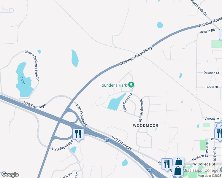 map of restaurants, bars, coffee shops, grocery stores, and more near 107 Burnt Leaf Way in Clinton