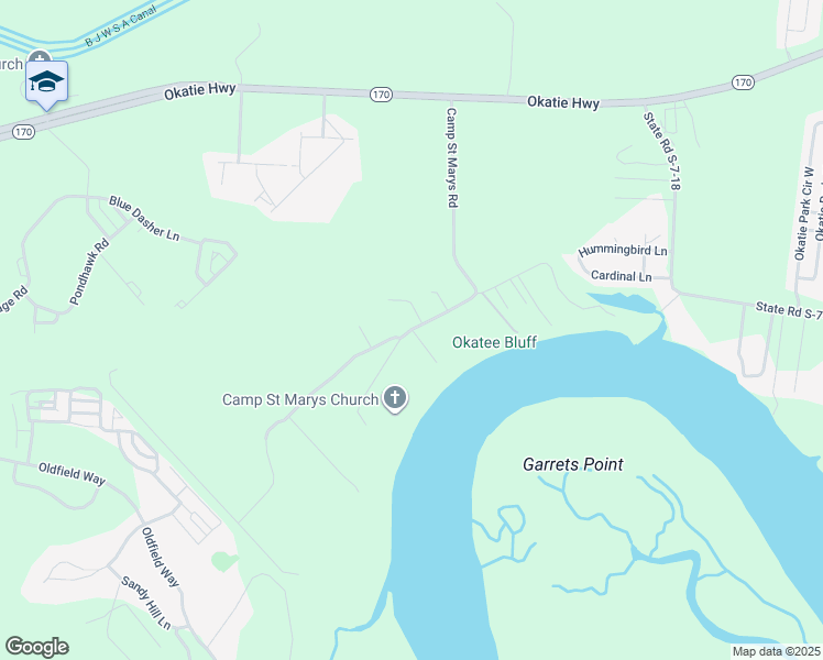 map of restaurants, bars, coffee shops, grocery stores, and more near Cedar Reef in Okatie