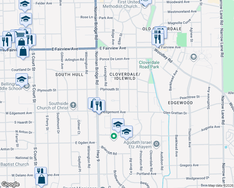 map of restaurants, bars, coffee shops, grocery stores, and more near 3441 Wellington Road in Montgomery